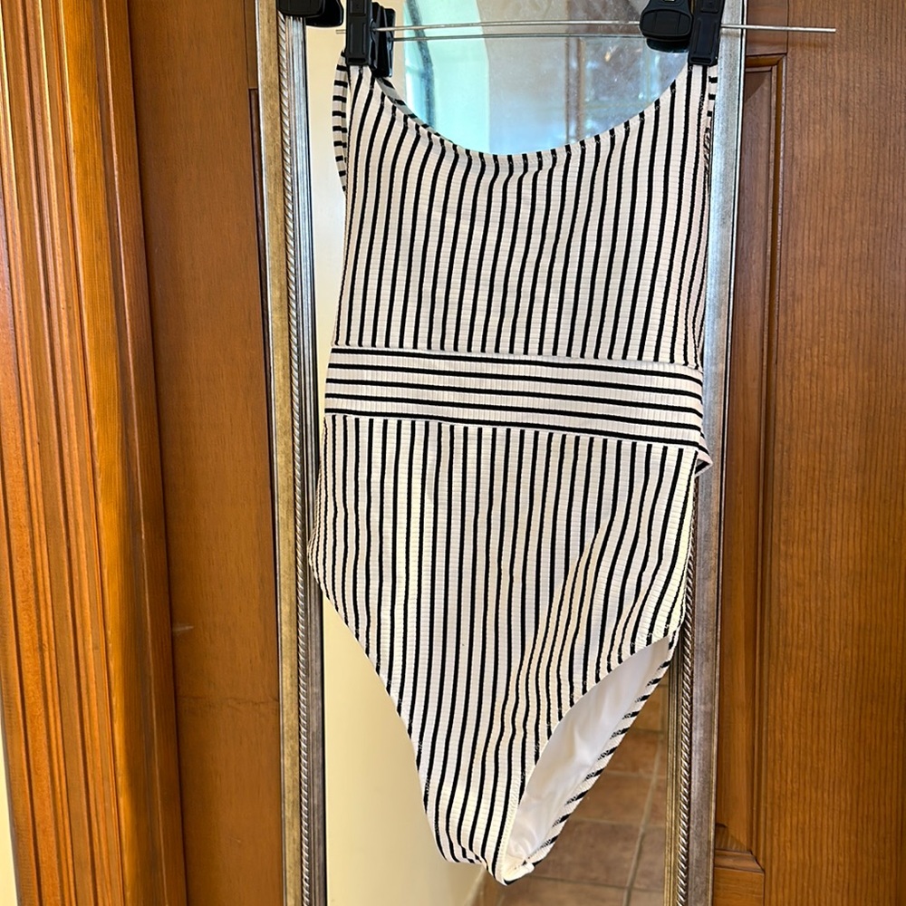 Shade and shore stripe one piece
